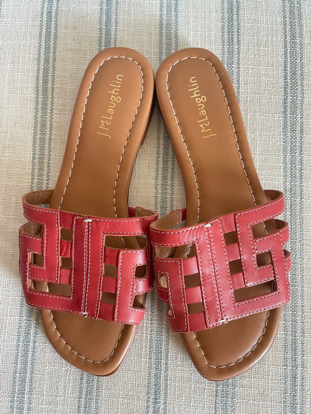 J. McLaughlin Willa Leather Cutout Geometric Slide Sandals Size US 7